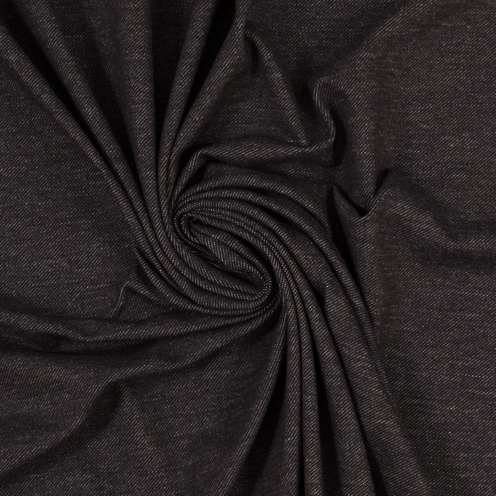 European Cotton Elastane Jersey Knit, Oeko-Tex, Denim Look, Black 1 European Cotton Elastane Jersey Knit, Oeko-Tex, Denim Look, Black