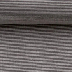 European Cotton Elastane Jersey, Oeko-Tex, 1mm Stripes Light/Dark Grey