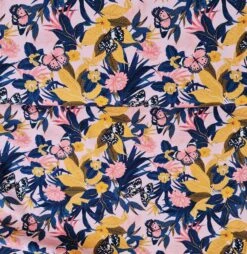 *REMNANT 77cm* European Cotton Elastane Jersey, Oeko-Tex, Flowers & Butterflies