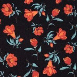 European Woven Viscose, Oeko-Tex, Red Flores On Black -Tailor Supplies Sales 2024 4608 3