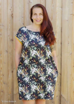 European Cotton Sateen, Oeko-Tex, Lily Flowers On Black Striped -Tailor Supplies Sales 2024 4717 2