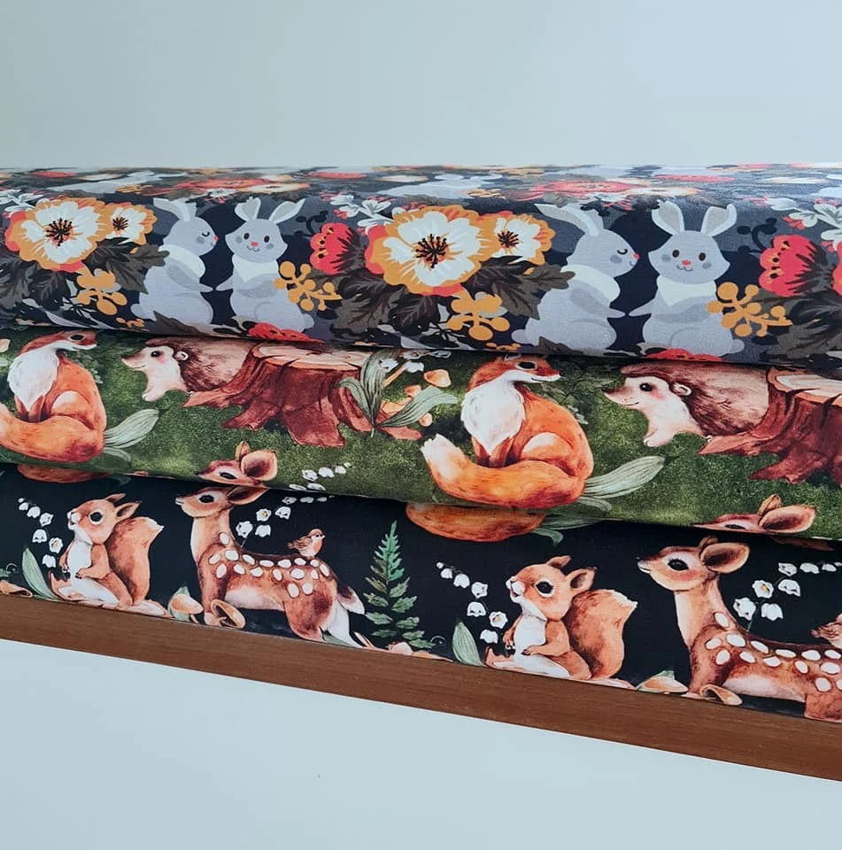 European Cotton Elastane Jersey, GOTS Organic, Bunny Friends 3 European Cotton Elastane Jersey, GOTS Organic, Bunny Friends - Image 3