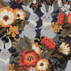 European Cotton Elastane Jersey, GOTS Organic, Bunny Friends