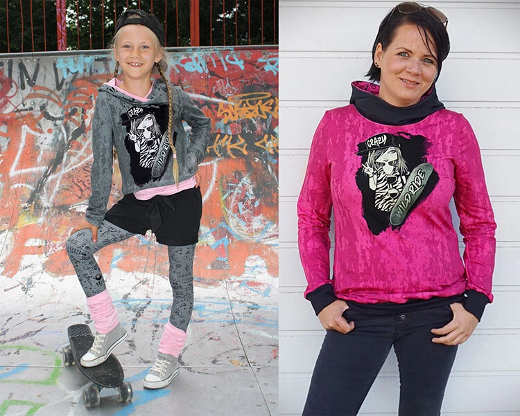 European Knit, French Terry, Oeko-Tex, Panel 74cm Skater Girl Pink 4 European Knit, French Terry, Oeko-Tex, Panel 74cm Skater Girl Pink - Image 4