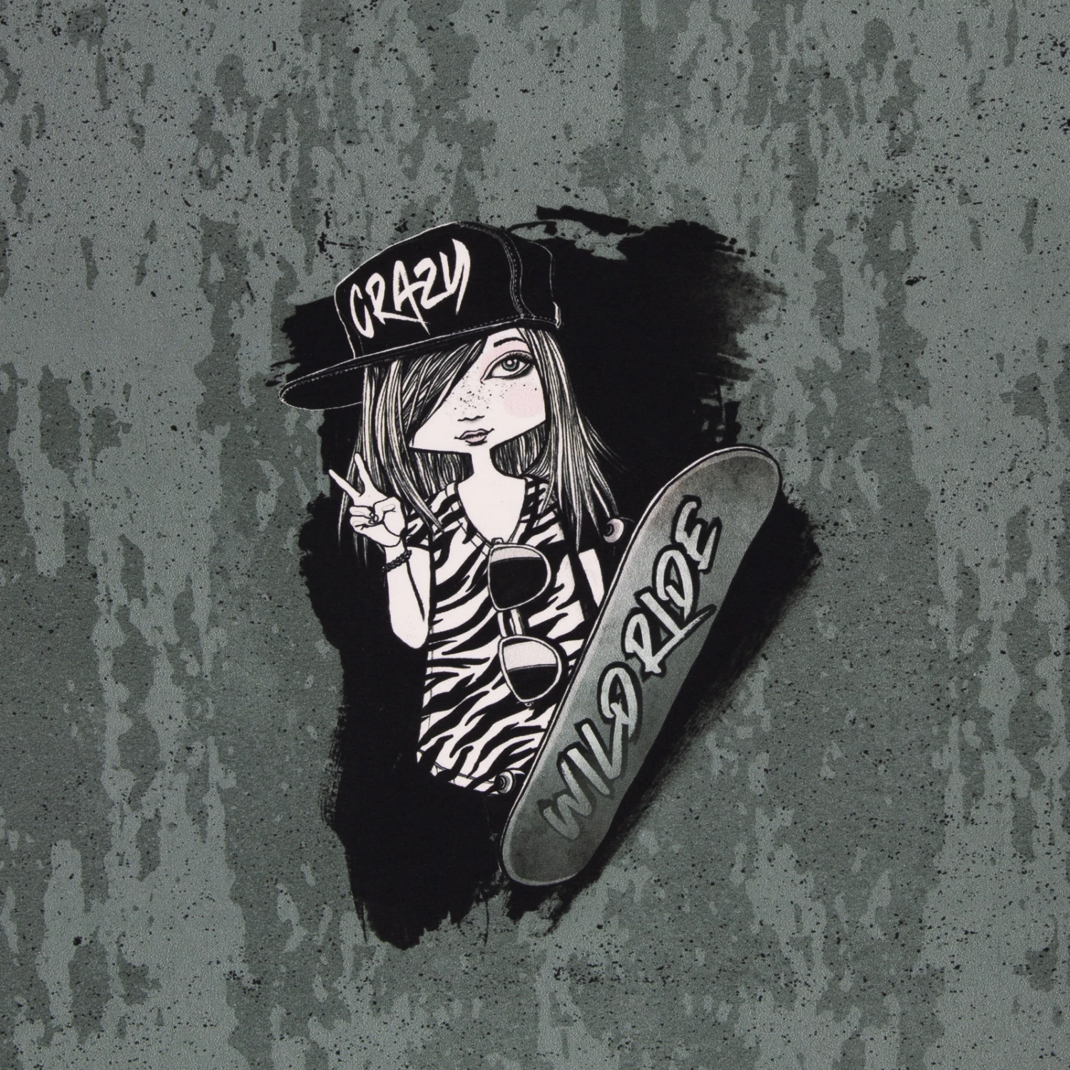 European Knit, French Terry, Oeko-Tex, Panel 74cm Skater Girl Grey 1 European Knit, French Terry, Oeko-Tex, Panel 74cm Skater Girl Grey