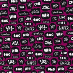 European Knit, Oeko-Tex French Terry Cosy, Speech Bubbles Honeysuckle