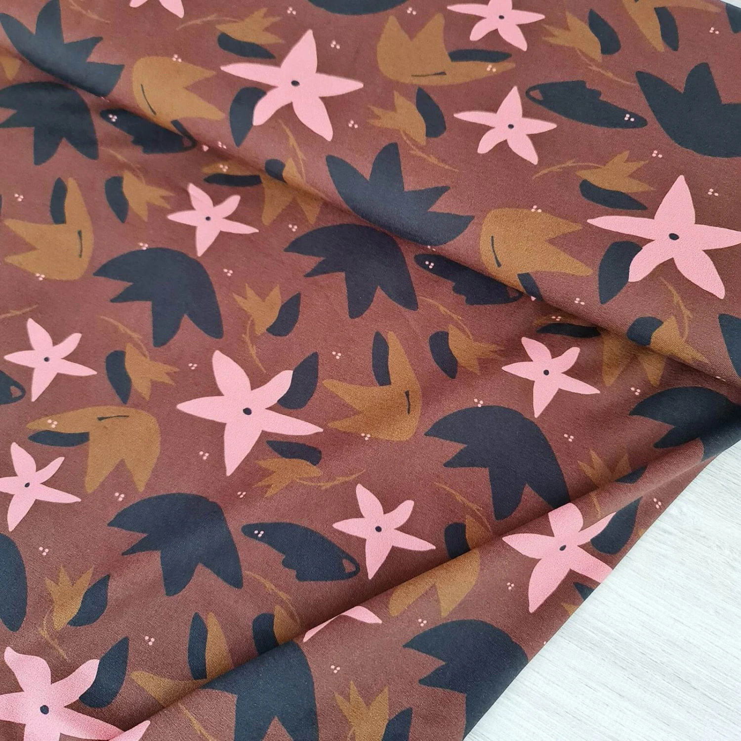 *REMNANT 136cm* European Cotton Elastane Jersey, Oeko-Tex, Starfruit Chocolate Multi 1 *REMNANT 136cm* European Cotton Elastane Jersey, Oeko-Tex, Starfruit Chocolate Multi