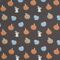 *REMNANT 139cm* European Knit, Oeko-Tex Lightweight French Terry Cosy, Apples Dark Charcoal