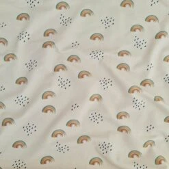 *REMNANT 106cm* European Knit, Oeko-Tex French Terry, Earth Tone Rainbows & Rain