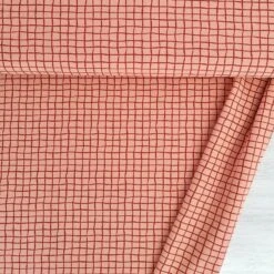 European Cotton Elastane Jersey, Oeko-Tex, Grid Tangerine/Amber