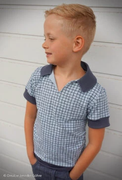 European Cotton Elastane Jersey, Oeko-Tex, Grid Sky Light Blue/Denim Blue -Tailor Supplies Sales 2024 6360 4