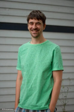 European Cotton Elastane Jersey, Oeko-Tex, Grid Seafoam/Light Eucalypt -Tailor Supplies Sales 2024 6361 3