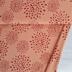 *REMNANT 89cm* European Cotton Elastane Jersey, Oeko-Tex, Star Bursts Tangerine/Amber