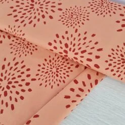 *REMNANT 89cm* European Cotton Elastane Jersey, Oeko-Tex, Star Bursts Tangerine/Amber -Tailor Supplies Sales 2024 6363 3