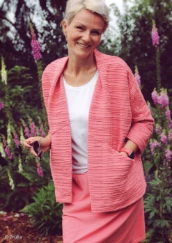 European Cotton Elastane Jersey, Oeko-Tex, Textured Ripple Raspberry -Tailor Supplies Sales 2024 6371 3