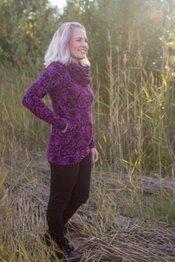 *2 PIECE REMNANT* PaaPii Design, GOTS Organic French Terry, Mielikki Purple Black -Tailor Supplies Sales 2024 6447 1