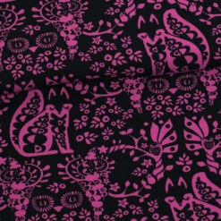 *2 PIECE REMNANT* PaaPii Design, GOTS Organic French Terry, Mielikki Purple Black