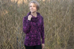 *2 PIECE REMNANT* PaaPii Design, GOTS Organic French Terry, Mielikki Purple Black -Tailor Supplies Sales 2024 6447 3