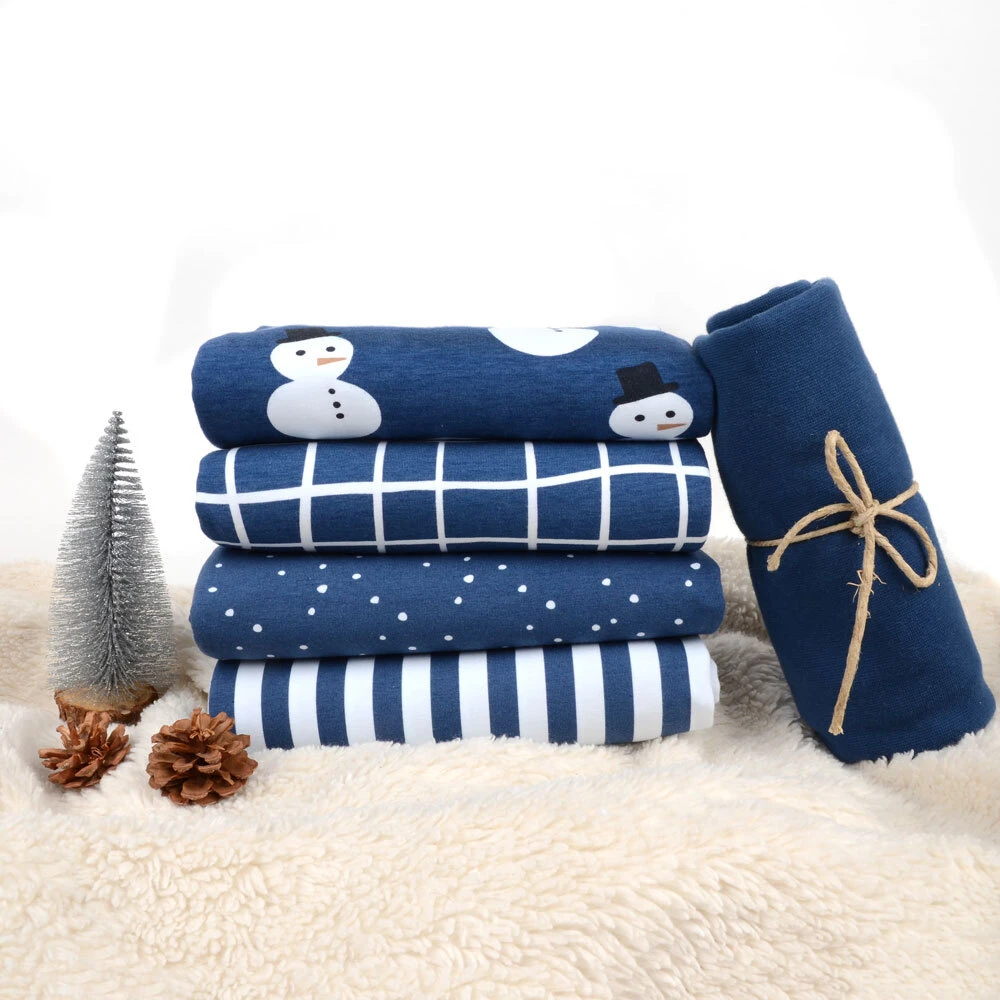 Tygdrommar, GOTS Organic Jersey, Snowman Dark Blue 2 Tygdrommar, GOTS Organic Jersey, Snowman Dark Blue - Image 2