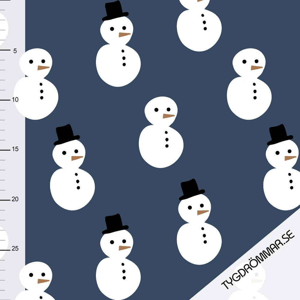Tygdrommar, GOTS Organic Jersey, Snowman Dark Blue 1 Tygdrommar, GOTS Organic Jersey, Snowman Dark Blue