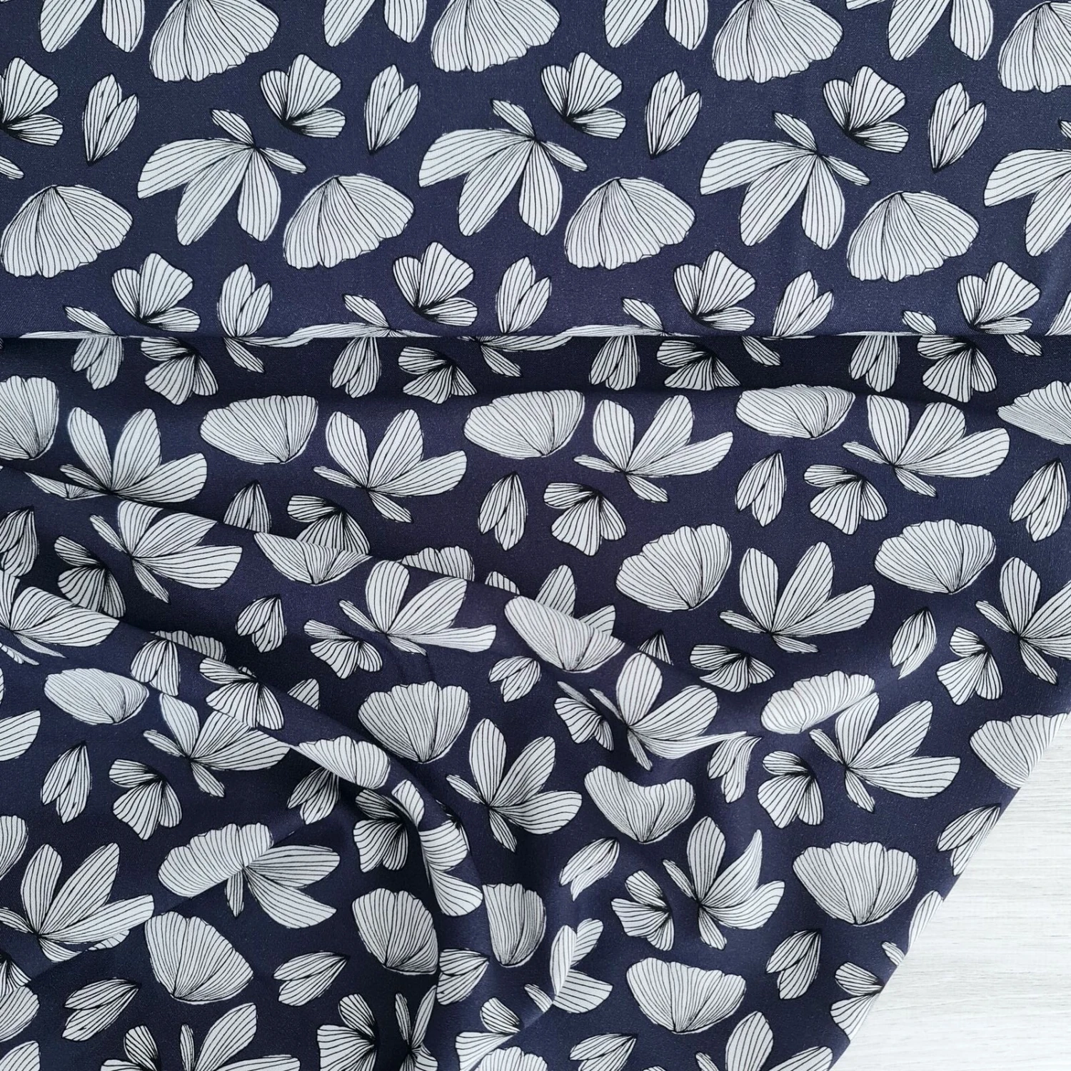 European Woven Viscose, Oeko-Tex, Boho Fly Navy 1 European Woven Viscose, Oeko-Tex, Boho Fly Navy