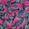 European Lightweight Woven Cotton, Oeko-Tex, Jungle Leaves Magenta