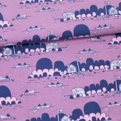PaaPii Design, GOTS Organic Jersey, Archipelago Lilac Light Pink Blueberry