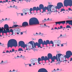 PaaPii Design, GOTS Organic Jersey, Archipelago Light Pink Pink Blueberry