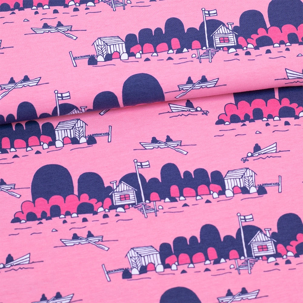 PaaPii Design, GOTS Organic Jersey, Archipelago Light Pink Pink Blueberry 1 PaaPii Design, GOTS Organic Jersey, Archipelago Light Pink Pink Blueberry