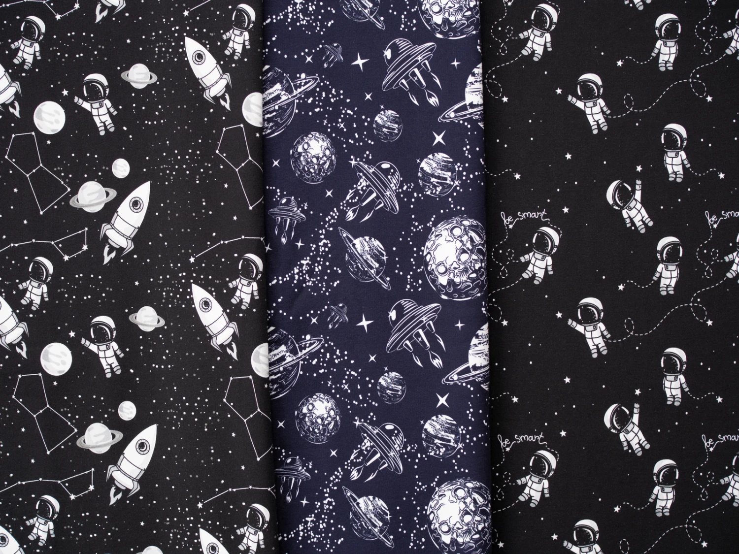 European Knit, Oeko-Tex French Terry, Astronauts Black 3 European Knit, Oeko-Tex French Terry, Astronauts Black - Image 3