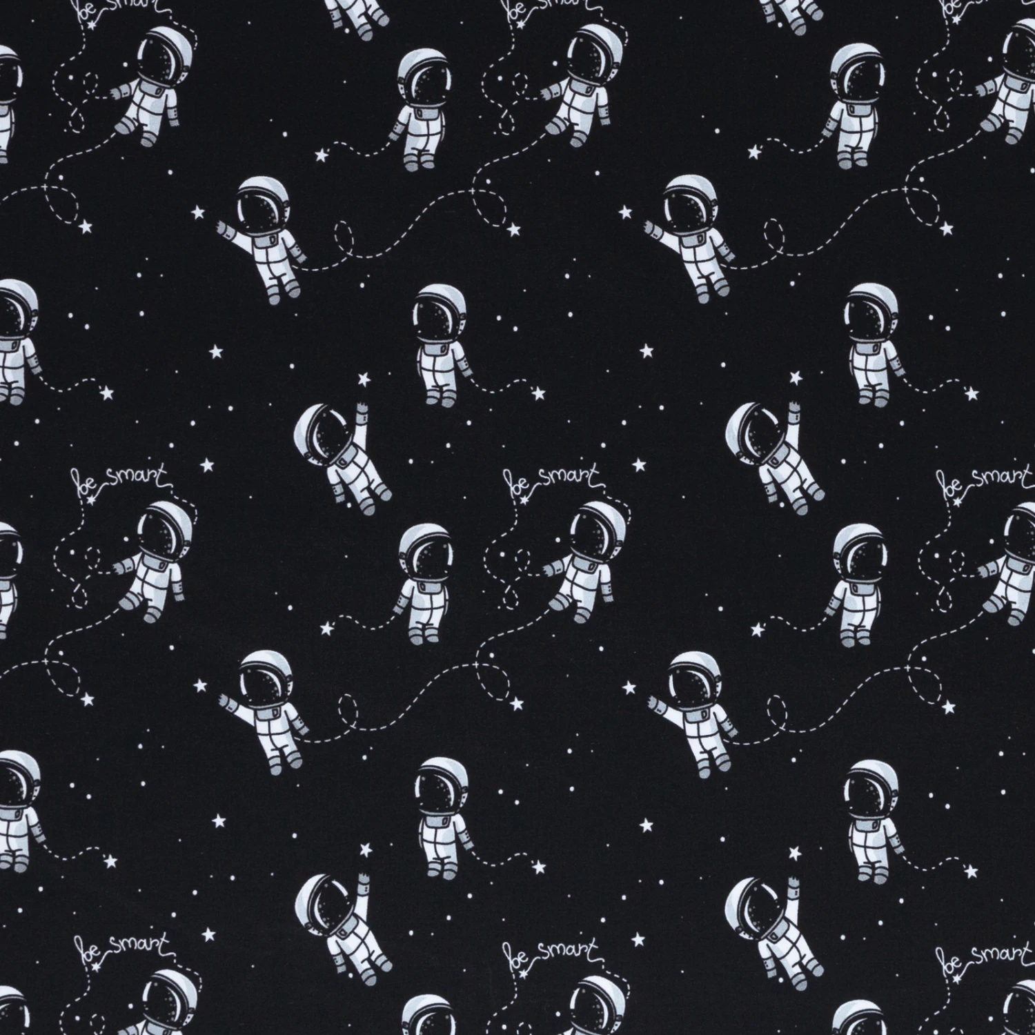 European Knit, Oeko-Tex French Terry, Astronauts Black 1 European Knit, Oeko-Tex French Terry, Astronauts Black