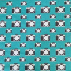 *REMNANT 142cm* European Knit, Oeko-Tex French Terry Cosy, Cameras Dark Teal -Tailor Supplies Sales 2024 7307 2