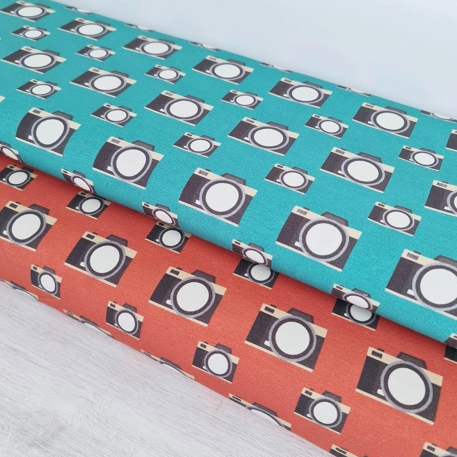 European Knit, Oeko-Tex French Terry Cosy, Cameras Dark Coral 2 European Knit, Oeko-Tex French Terry Cosy, Cameras Dark Coral - Image 2