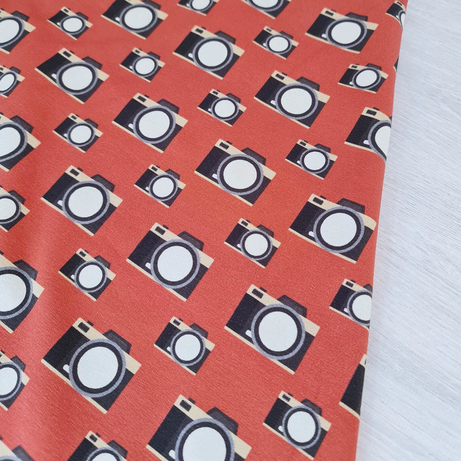 European Knit, Oeko-Tex French Terry Cosy, Cameras Dark Coral 1 European Knit, Oeko-Tex French Terry Cosy, Cameras Dark Coral