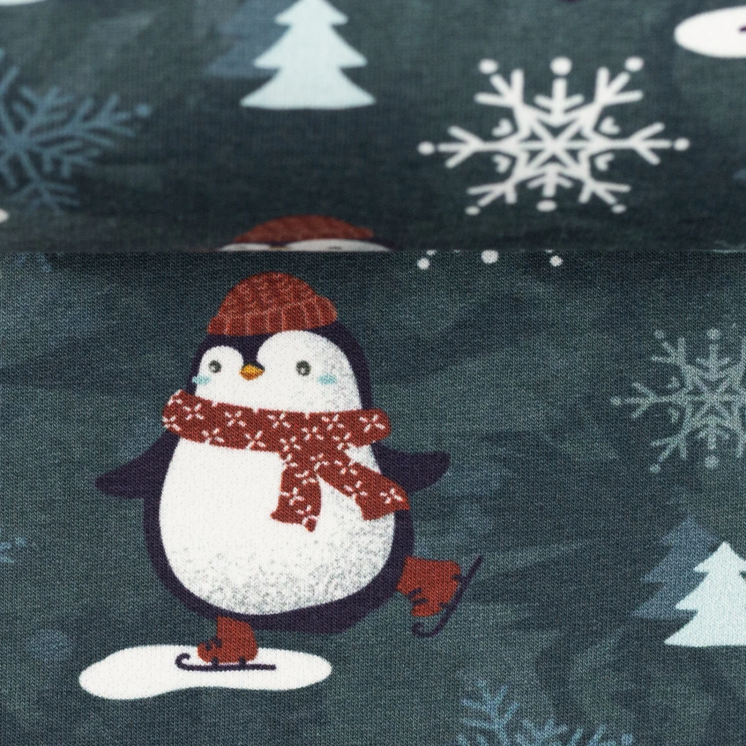 European Jogging Sweater Knit, Oeko-Tex, Penguins Blue 2 European Jogging Sweater Knit, Oeko-Tex, Penguins Blue - Image 2