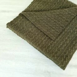 *REMNANT 74cm* European Cable Cardigan Knit, Olive