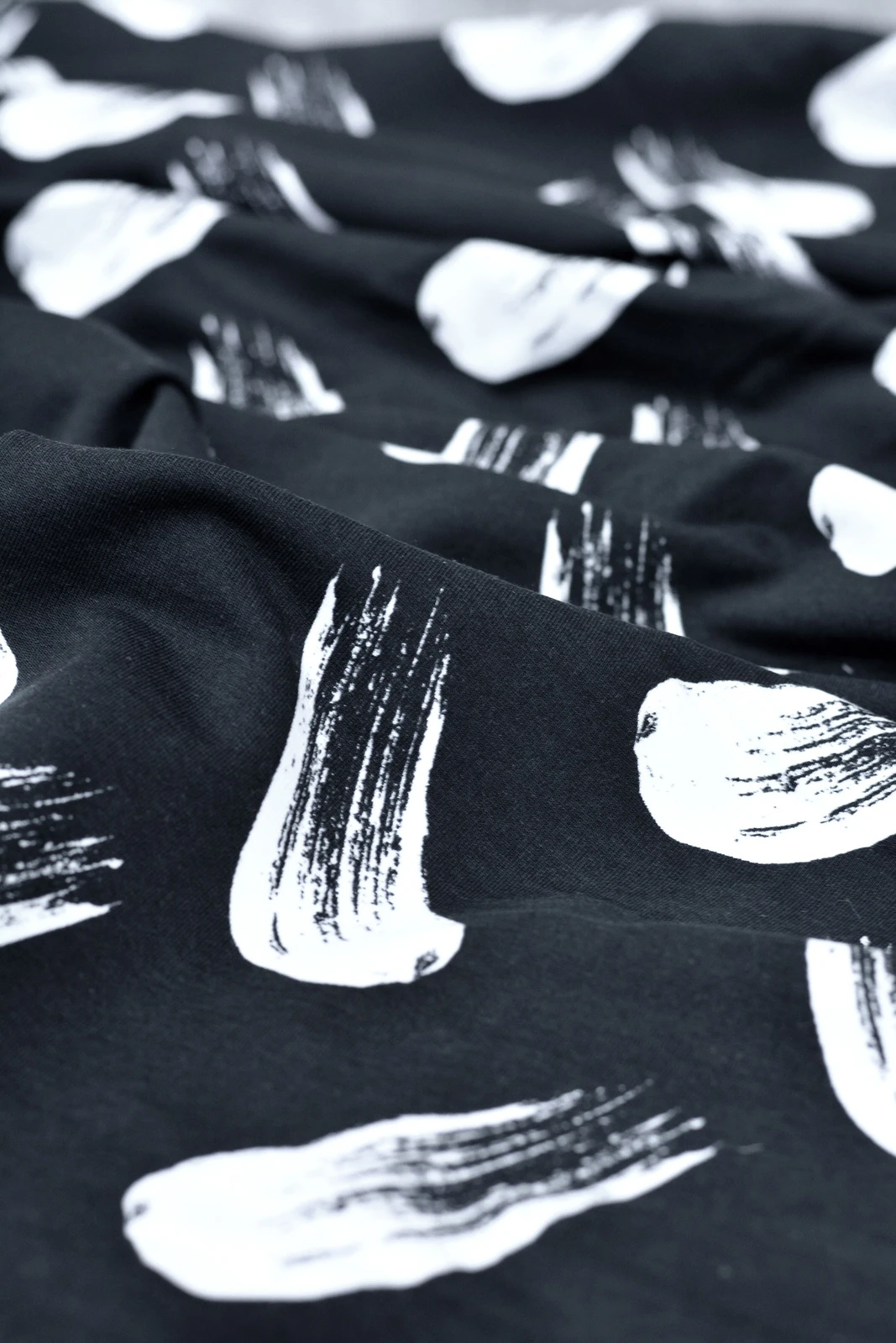 European Modal Blend French Terry Knit, Brush Strokes Black/White 2 European Modal Blend French Terry Knit, Brush Strokes Black/White - Image 2