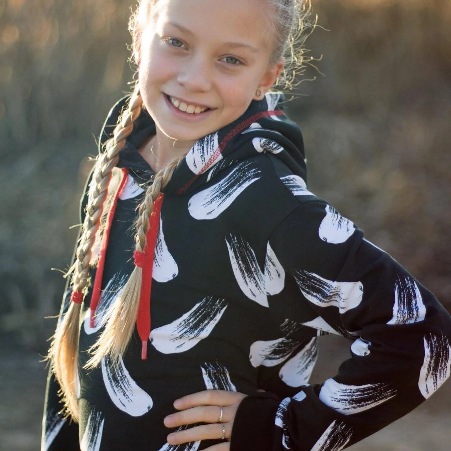 European Modal Blend French Terry Knit, Brush Strokes Black/White 5 European Modal Blend French Terry Knit, Brush Strokes Black/White - Image 5