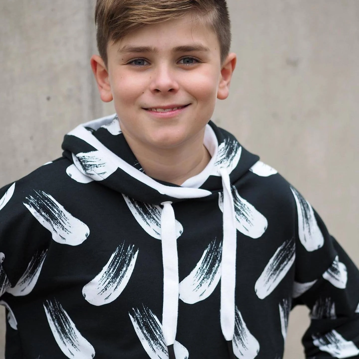 European Modal Blend French Terry Knit, Brush Strokes Black/White 7 European Modal Blend French Terry Knit, Brush Strokes Black/White - Image 7