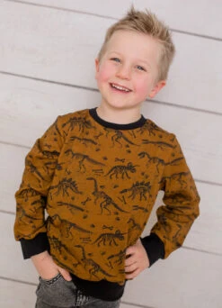 European Knit, Oeko-Tex French Terry Cosy, Dino Bones Dark Green -Tailor Supplies Sales 2024 7525 4