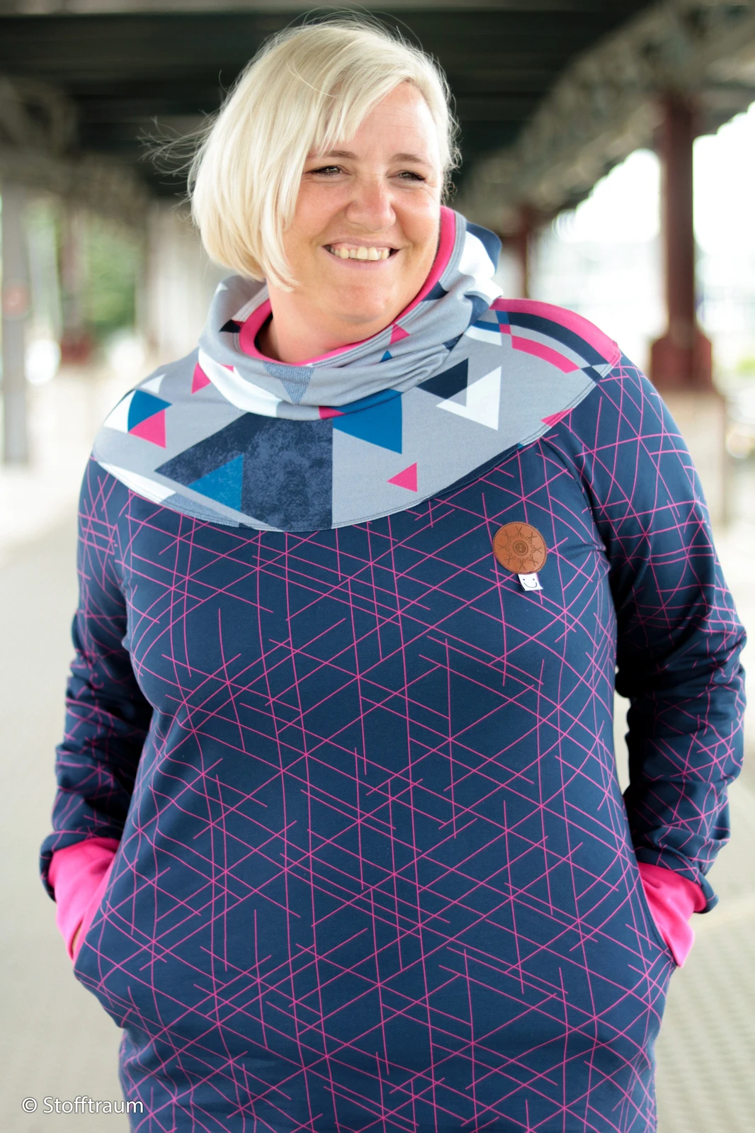 *REMNANT 79cm* European Knit, Oeko-Tex French Terry, Lines Honeysuckle 4 *REMNANT 79cm* European Knit, Oeko-Tex French Terry, Lines Honeysuckle - Image 4