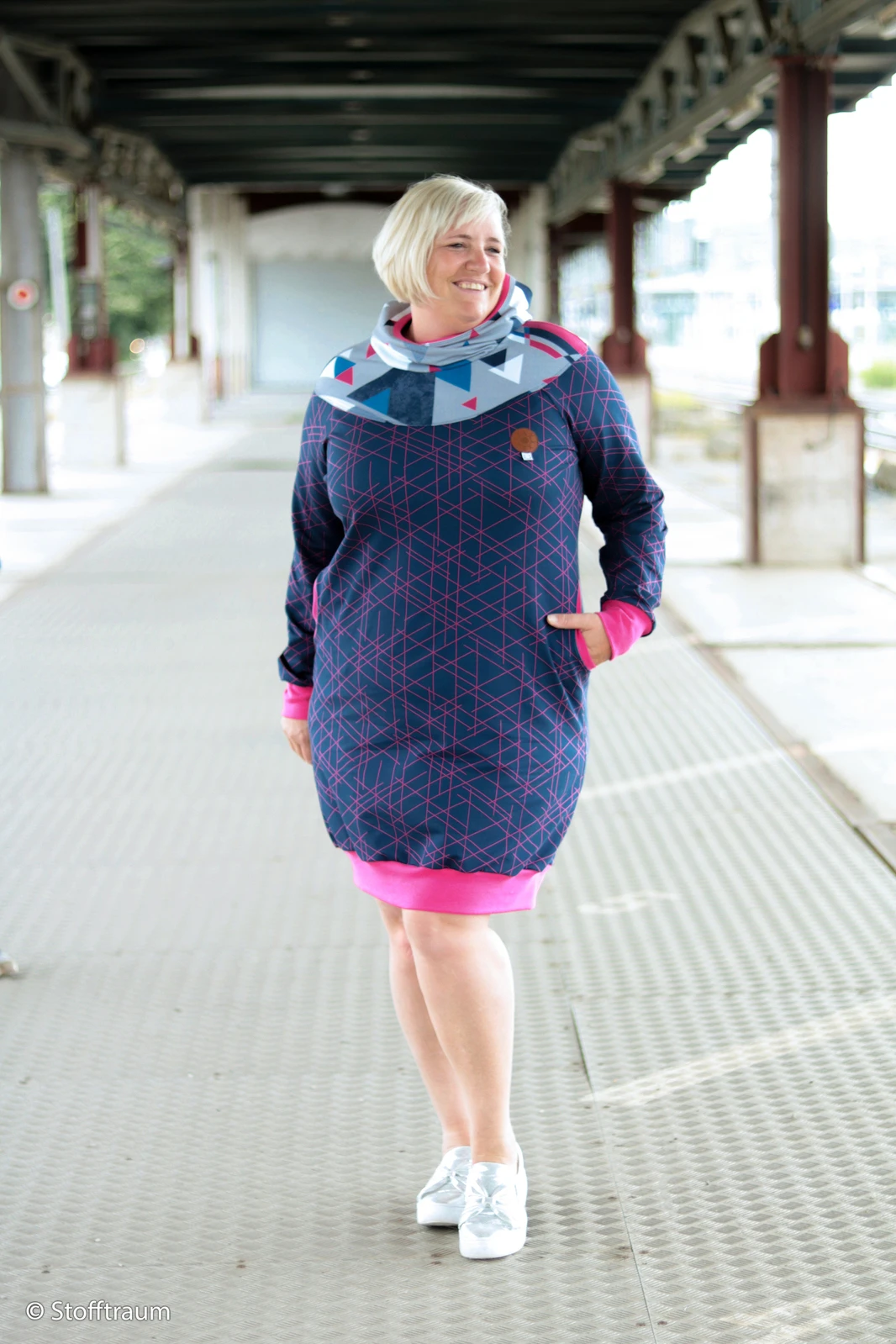 *REMNANT 79cm* European Knit, Oeko-Tex French Terry, Lines Honeysuckle 5 *REMNANT 79cm* European Knit, Oeko-Tex French Terry, Lines Honeysuckle - Image 5