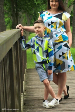 European Knit, Oeko-Tex French Terry, Triangles Neon Green -Tailor Supplies Sales 2024 7559 7