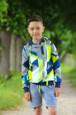 European Knit, Oeko-Tex French Terry, Triangles Neon Green -Tailor Supplies Sales 2024 7559 8