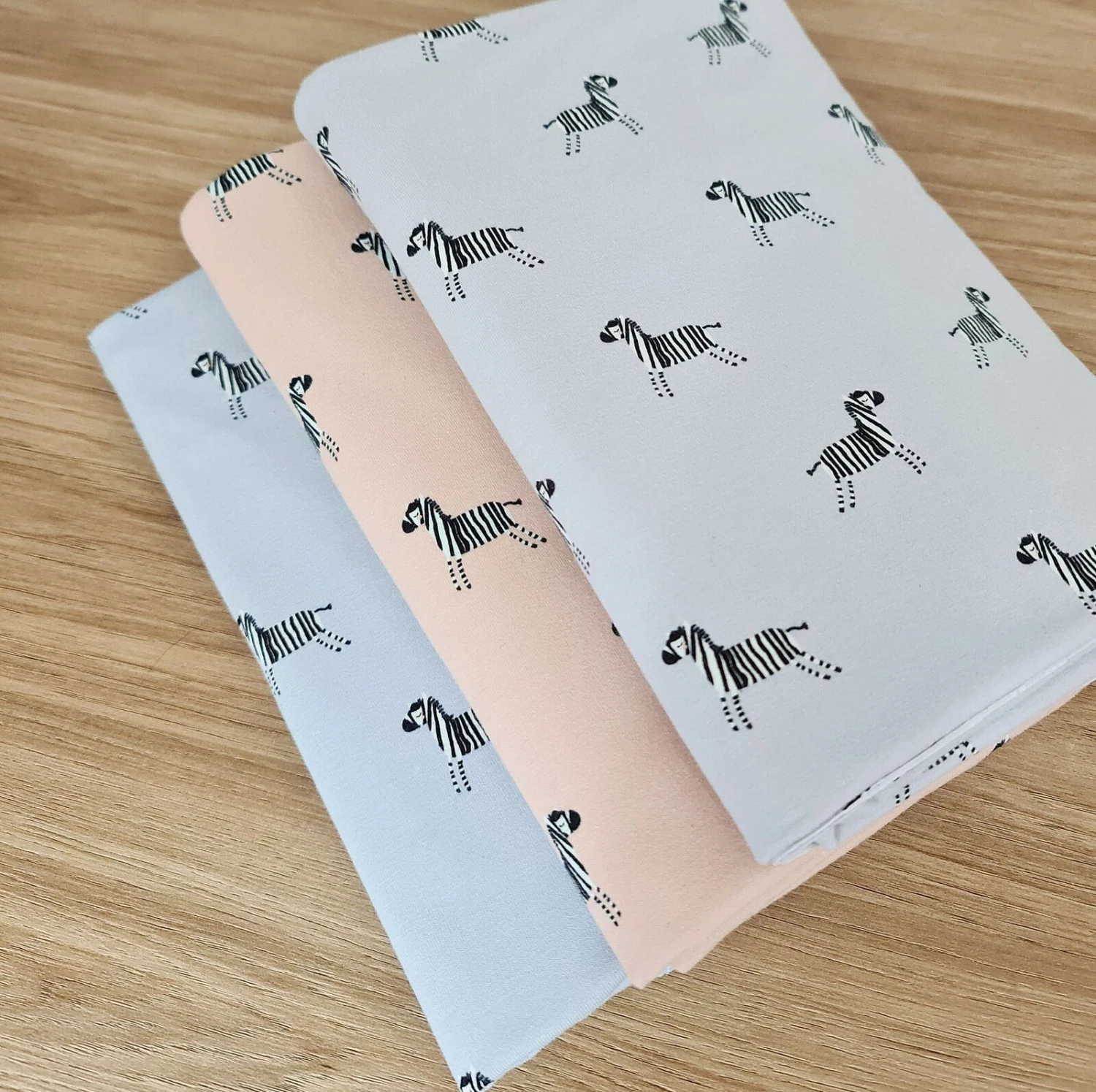 European Cotton Elastane Jersey, Oeko-Tex, Baby Zebras Sky Light Blue 2 European Cotton Elastane Jersey, Oeko-Tex, Baby Zebras Sky Light Blue - Image 2