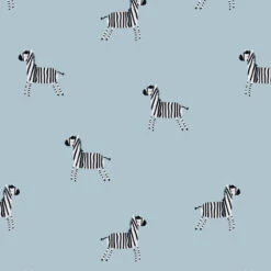 European Cotton Elastane Jersey, Oeko-Tex, Baby Zebras Sky Light Blue