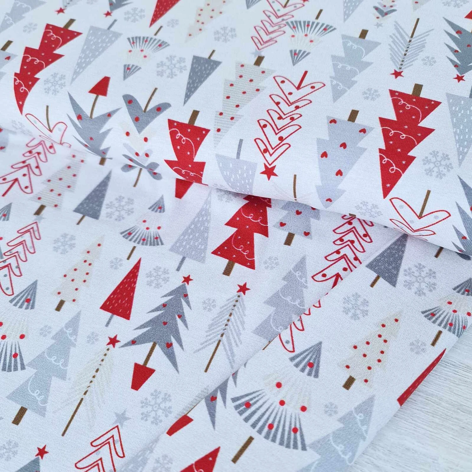 European Cotton Elastane Jersey, Oeko-Tex, Xmas Trees 2 European Cotton Elastane Jersey, Oeko-Tex, Xmas Trees - Image 2