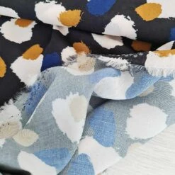 *REMNANT 2 PIECE* European Woven Viscose, Oeko-Tex, Mottled Ochre Blue -Tailor Supplies Sales 2024 7816 2