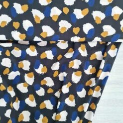 *REMNANT 2 PIECE* European Woven Viscose, Oeko-Tex, Mottled Ochre Blue