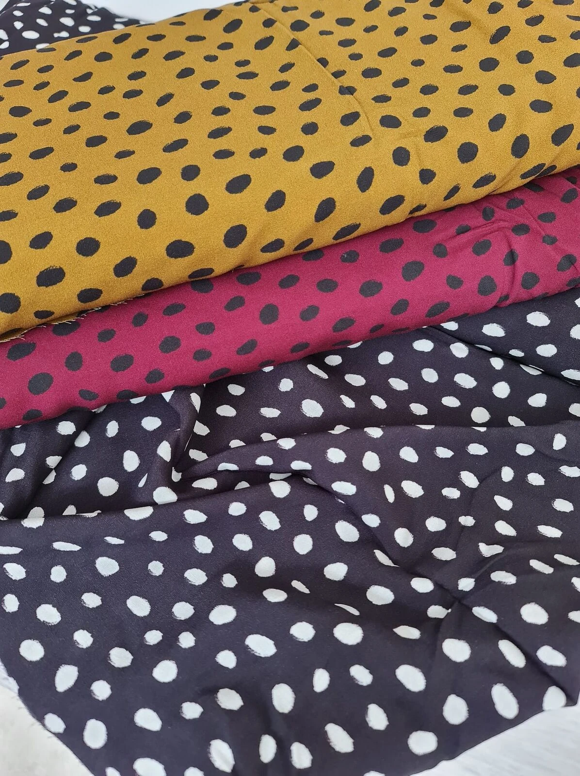 European Woven Viscose, Oeko-Tex, Dots Brass Black 5 European Woven Viscose, Oeko-Tex, Dots Brass Black - Image 5